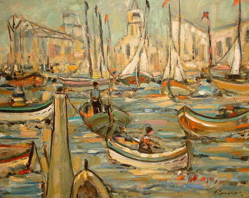 A harbor marina 24x30 inches