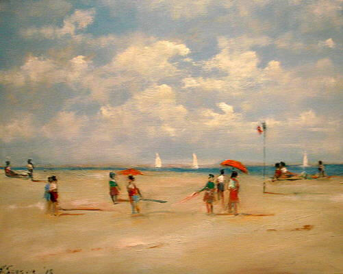 A beach in Deauville France 16x20 inches