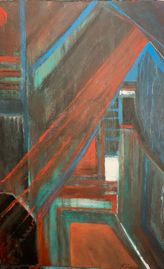 "window reflection" 24x36 inch acrylic on canvas