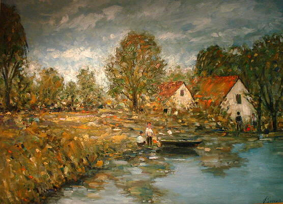 The lake in my neighbourhood 36x48 inches