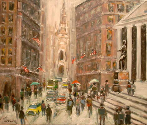 A snowy day at wall street 20x24 inches