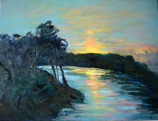 A river sunset 24x30 inches