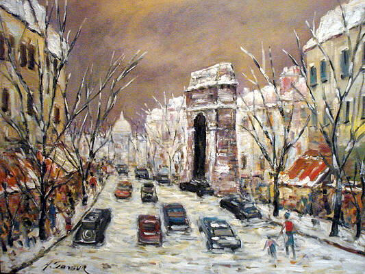 A snowy day in Paris 30x40x0.75 inches