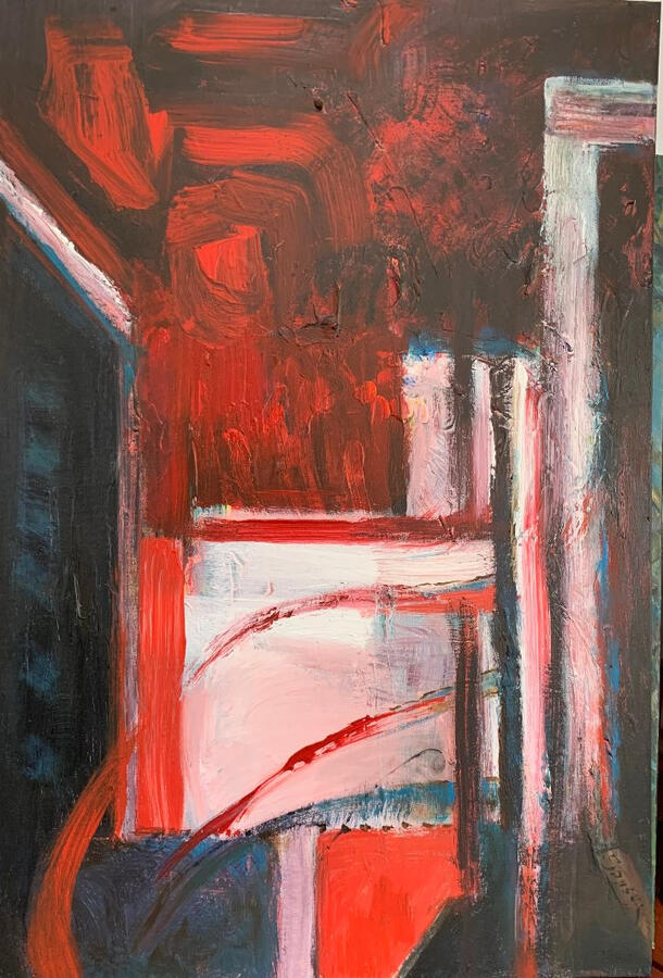 closed shutters 24x36 inch acrylic on canvas