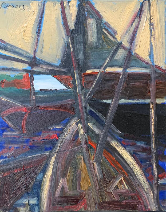 Untitled&quot;boats&quot; 16x20 inch oil on canvas