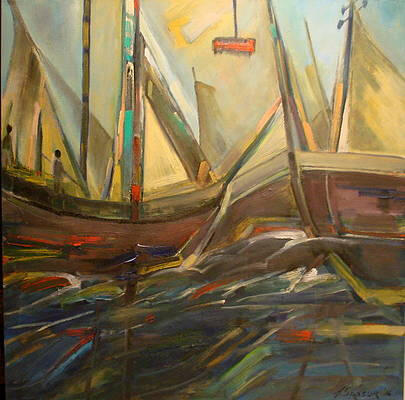 at the harbor 36x36x1.5 inches