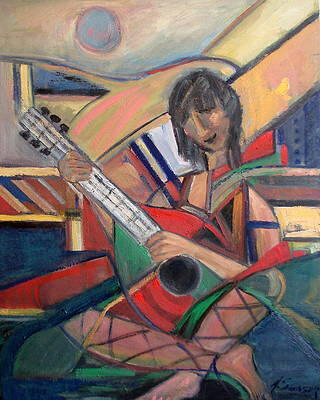 Odalisque with mandolin 24x30x0.75 inches